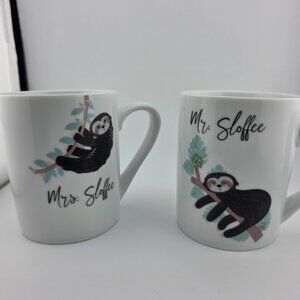 10 Strawberry Street Mr & Mrs Sloffee Couple White Tea Coffee‎ Mug - Set of 2